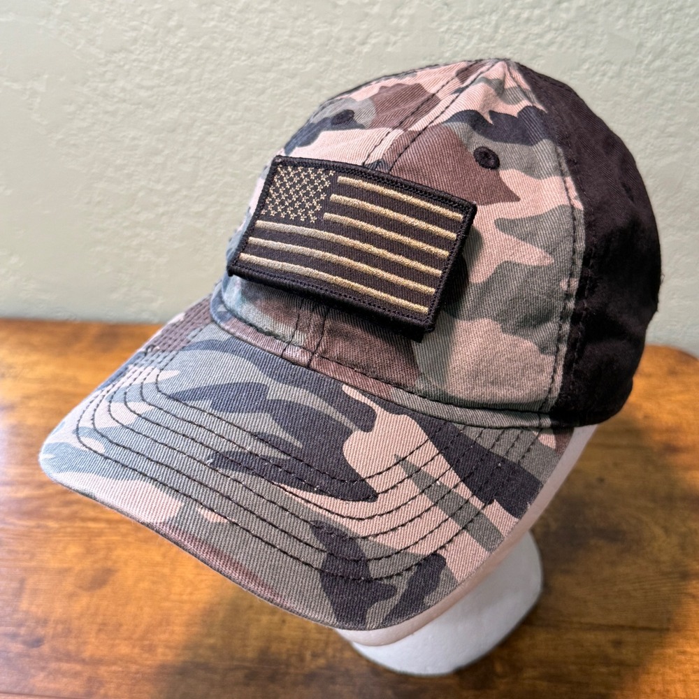 Dri Duck Camo Black American‎ Flag Removable Patch Tactical Cap Hat Patriotic